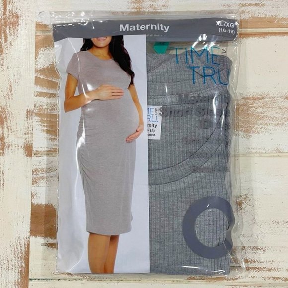 5/$20 NEW 20 XXL MATERNITY Ribbed Midi Dress - Picture 1 of 6